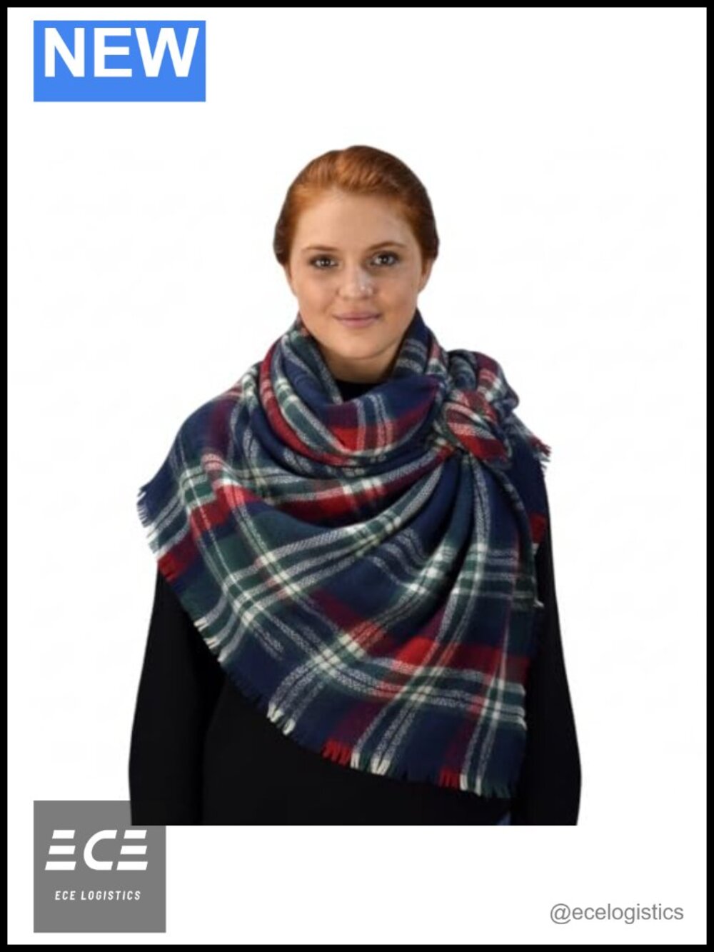 Oversized Tartan Plaid Blanket Scarf Warm Soft Woven Shawl Wrap with Fringe